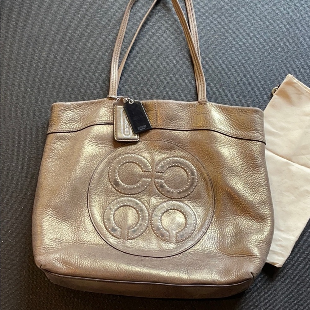 Coach leather shimmer tote